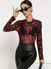 Floral See Through Mesh Top