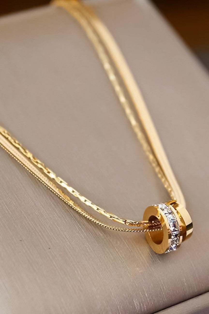 Dainty 18K Gold Plated Stainless Steel Chain Multi Layer Necklace