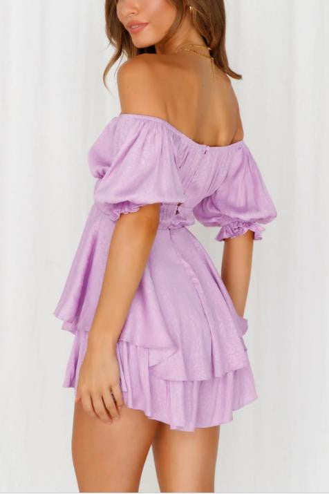 Satin Off The Shoulder Mini Romper