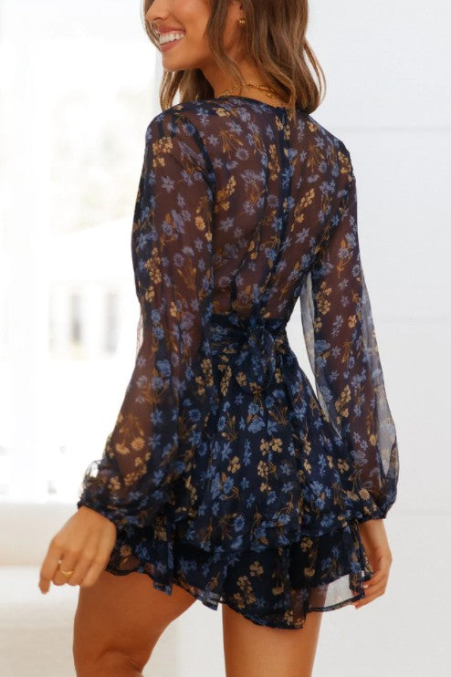 Floral Self Tie Waist Romper