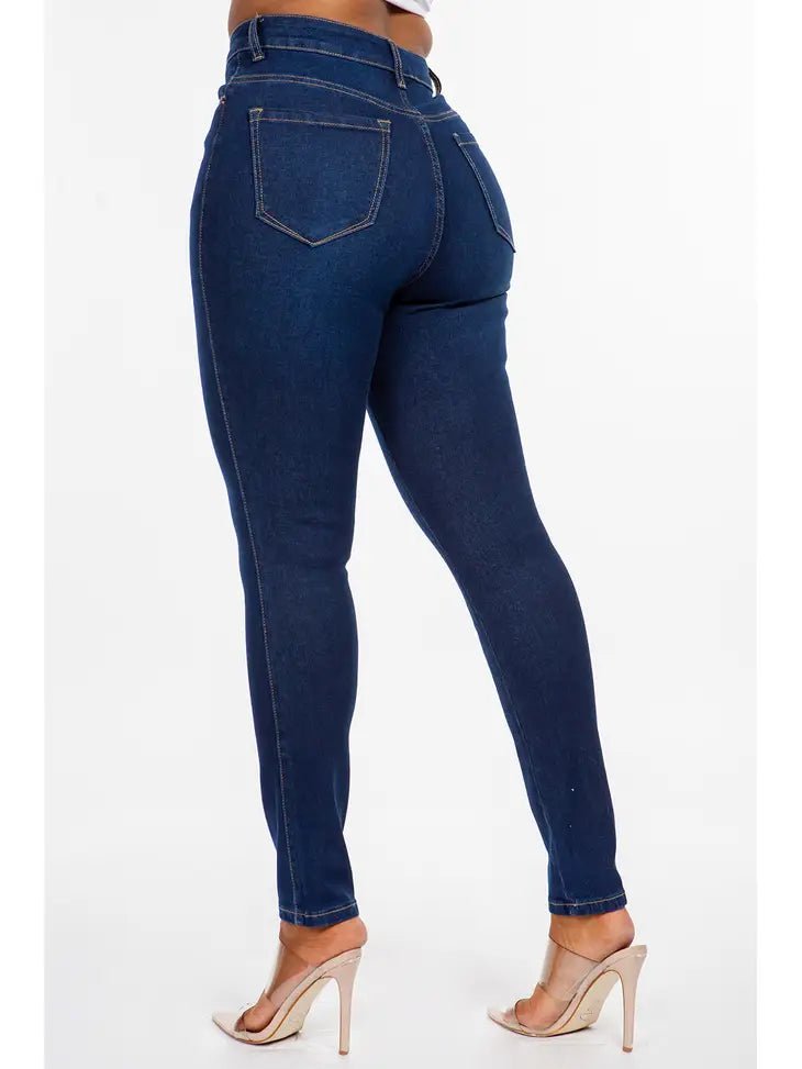 Classic High Waist Skinny Jean Dark Blue - Docias boutique