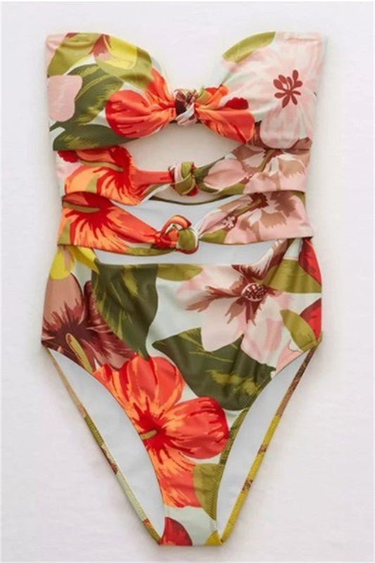 Front Knotted Flower Swimsuit - Docias boutique