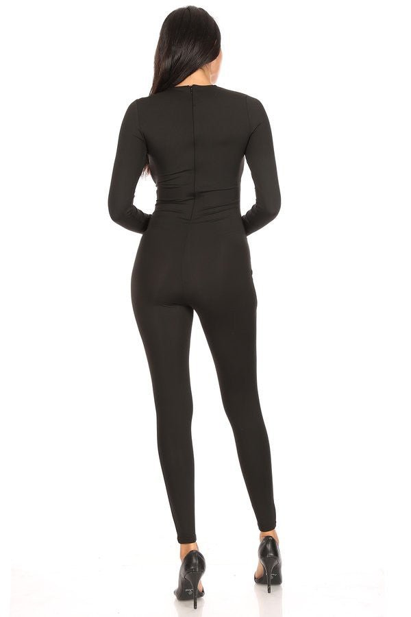 Solid Color Long Sleeve High Waisted Jumpsuit Reversable - Docias boutique