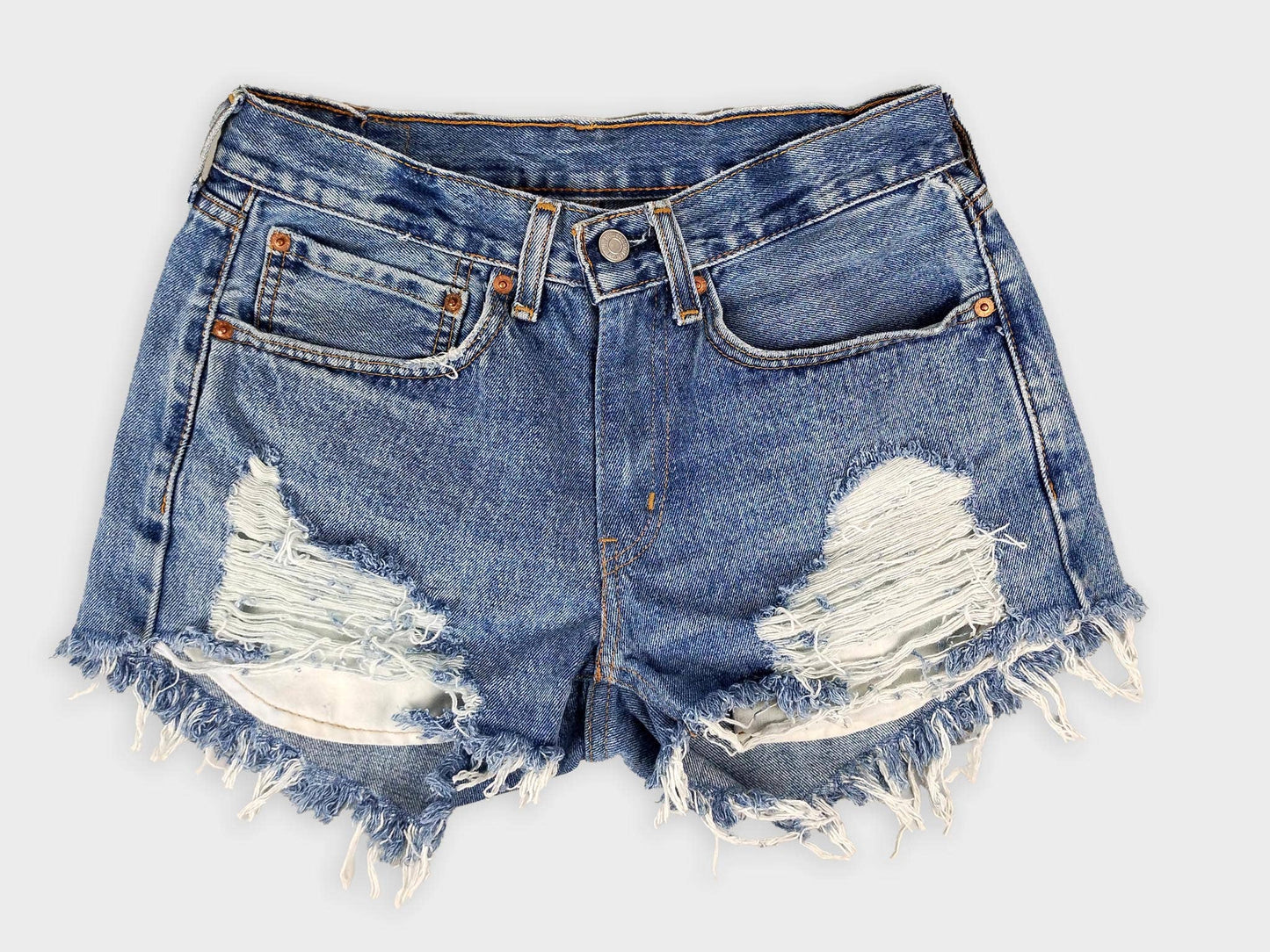 Low-Rise Upcycled Denim Cutoff Shorts - Frayed