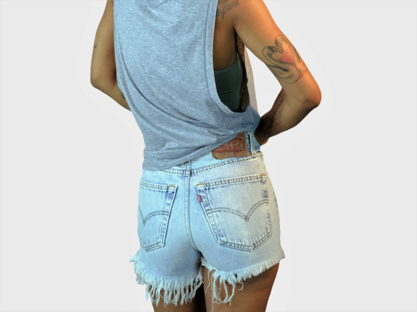 High-Rise Upcycled Denim Cutoff Shorts - Original