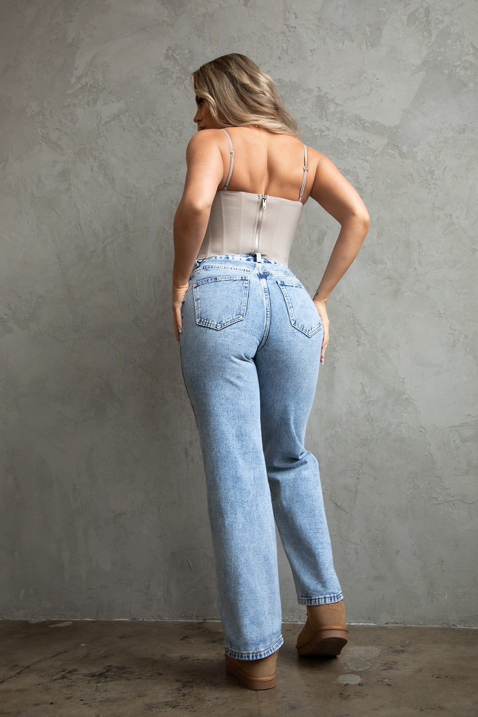 Jazlyn Mid Rise Denim Straight Leg Jeans