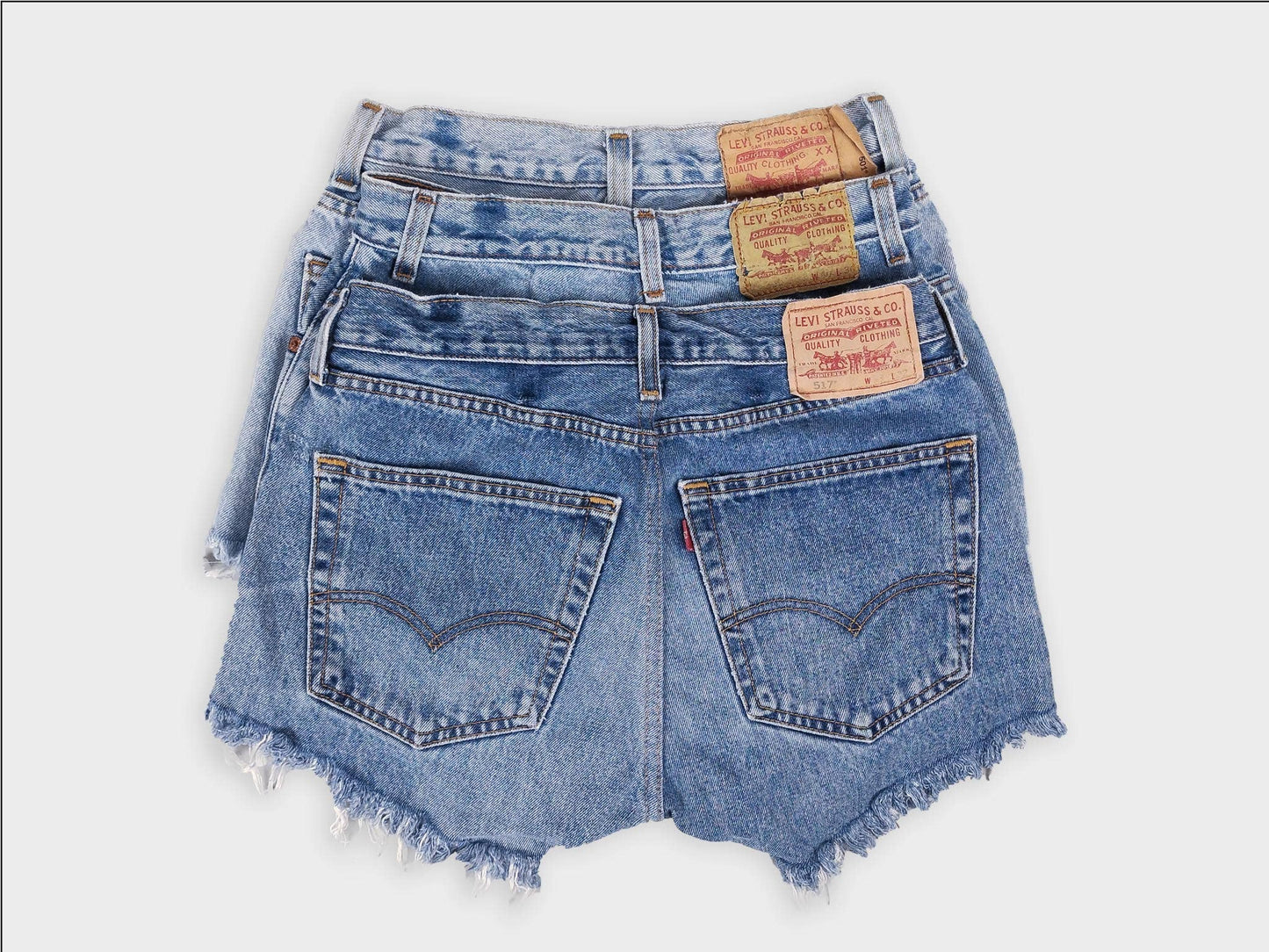 Low-Rise Upcycled Denim Cutoff Shorts - Frayed