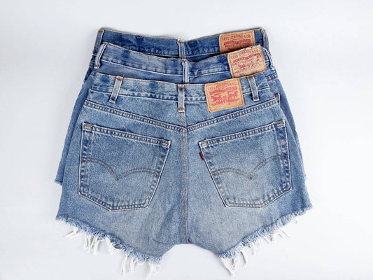 High-Rise Upcycled Denim Cutoff Shorts - Original