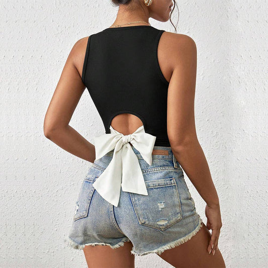 New sexy V-neck slim-fit cutout tank top