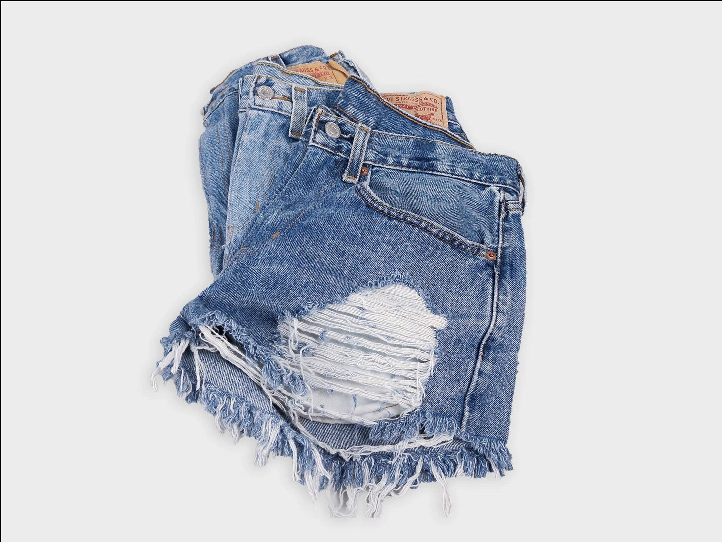 Low-Rise Upcycled Denim Cutoff Shorts - Frayed