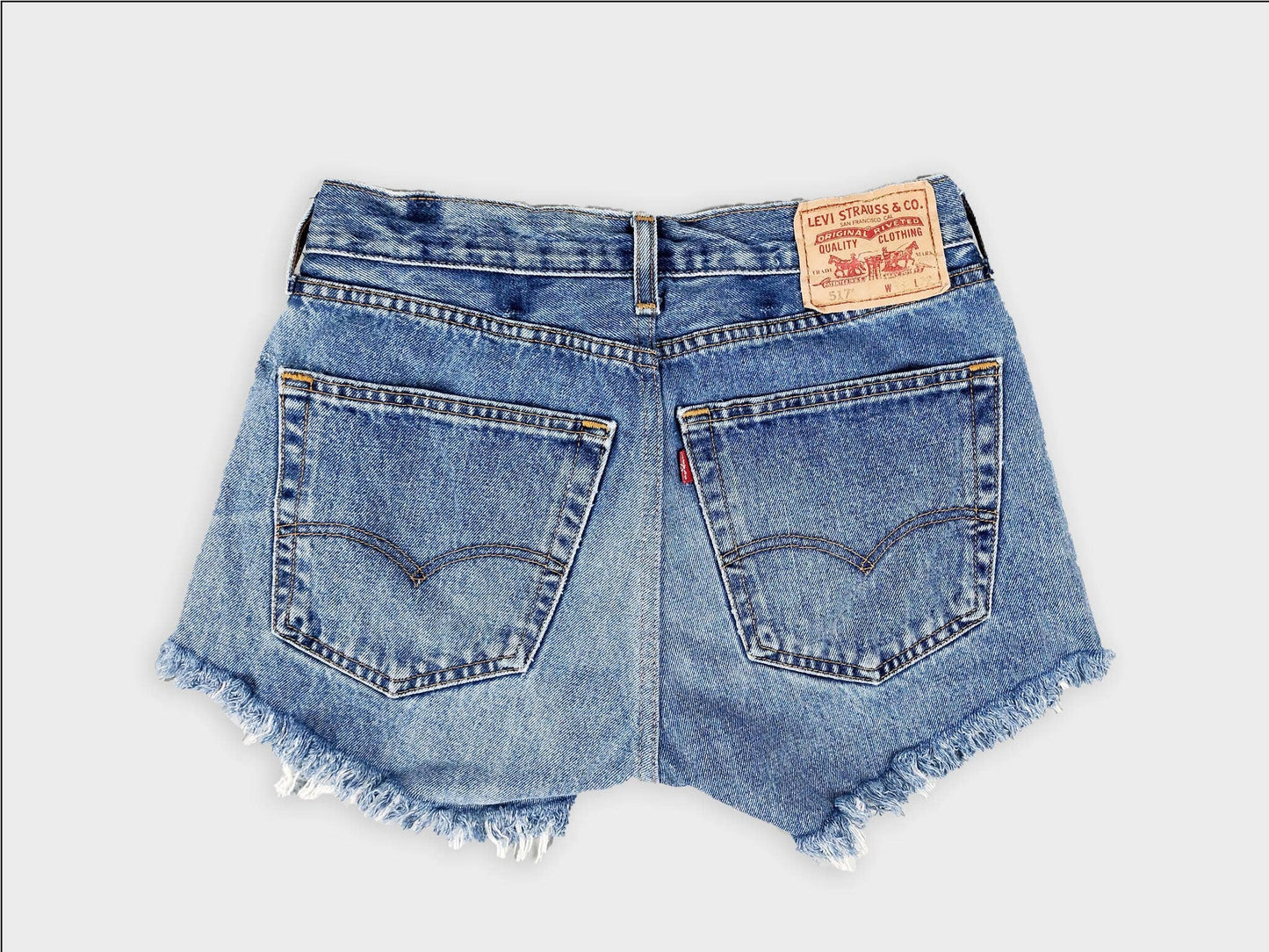 Low-Rise Upcycled Denim Cutoff Shorts - Frayed