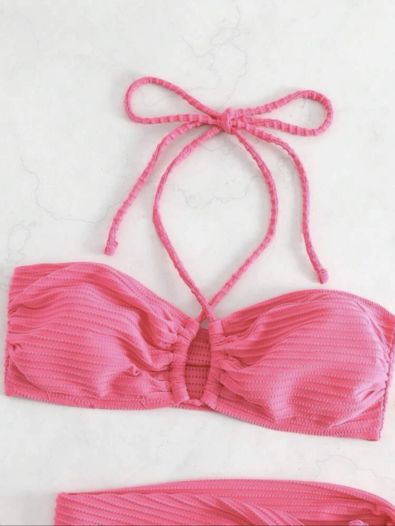 Halterneck Bikini Skirt Swimsuit Three-Piece Set