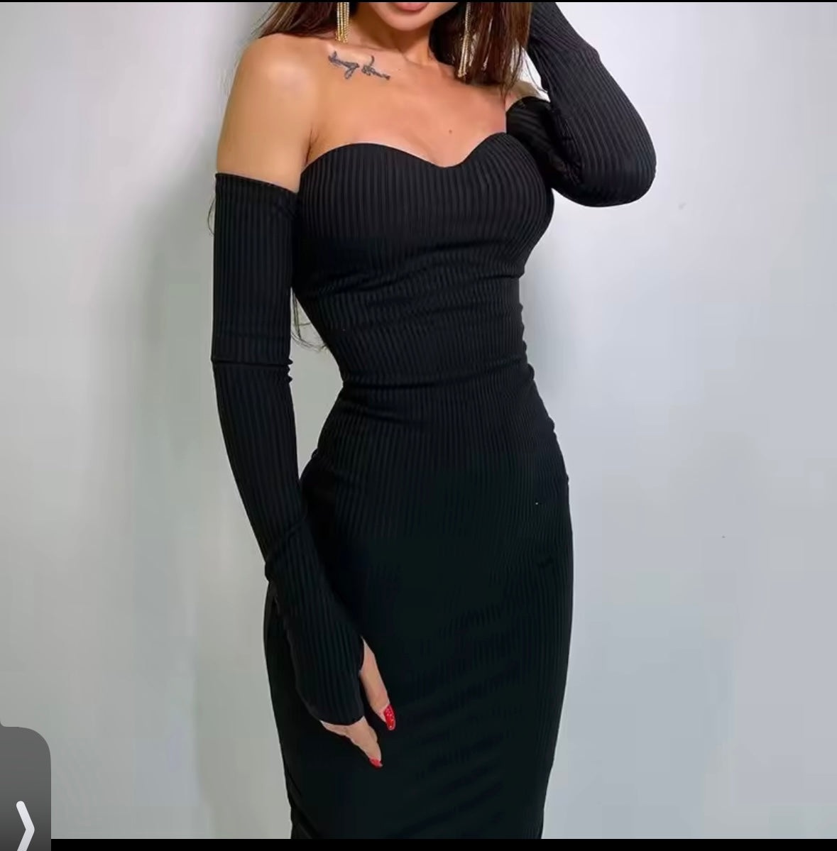 Off Shoulder Thumb Hole bodycon Dress