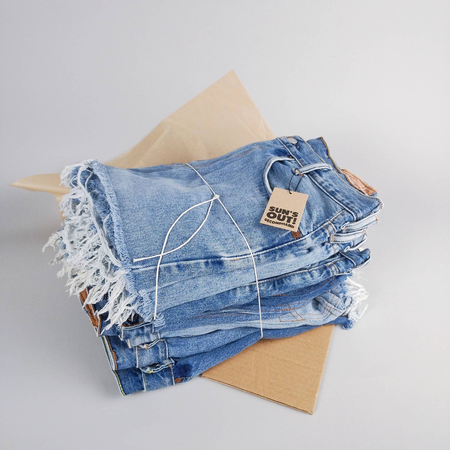 High-Rise Upcycled Denim Cutoff Shorts - Original